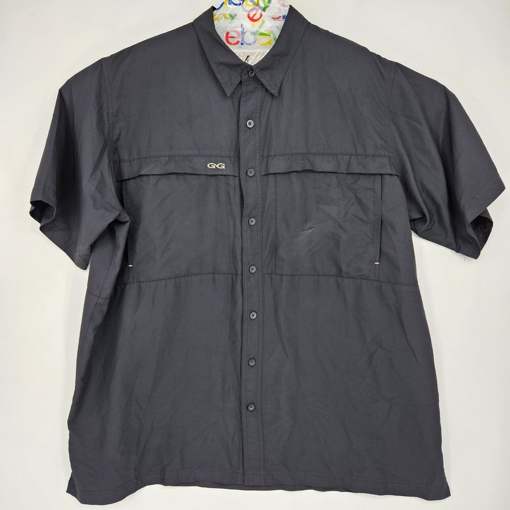 GameGuard Shirt Mens 2XL Microfiber Long Sleeve Black Button Up Vented